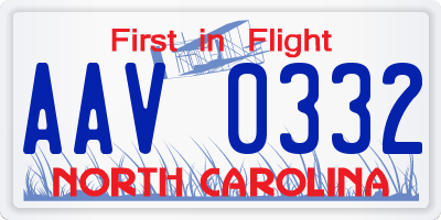 NC license plate AAV0332