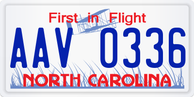 NC license plate AAV0336