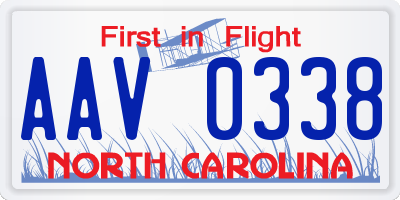 NC license plate AAV0338