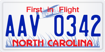 NC license plate AAV0342