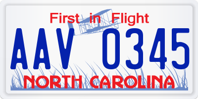 NC license plate AAV0345