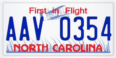 NC license plate AAV0354