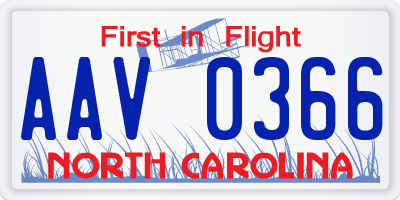 NC license plate AAV0366