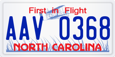NC license plate AAV0368