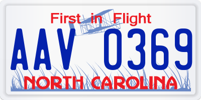 NC license plate AAV0369
