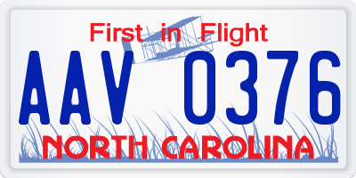 NC license plate AAV0376