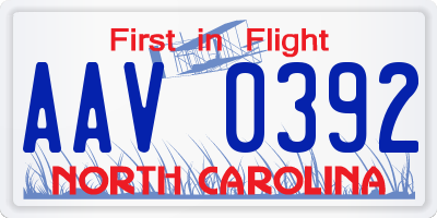 NC license plate AAV0392