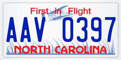 NC license plate AAV0397