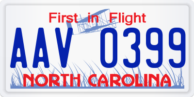 NC license plate AAV0399