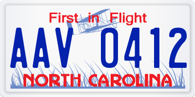 NC license plate AAV0412