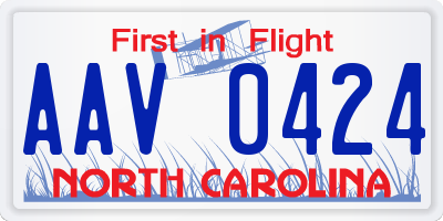 NC license plate AAV0424