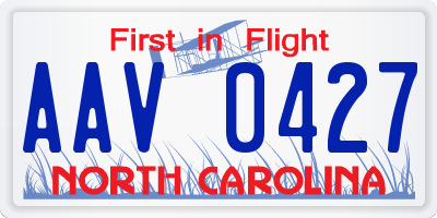 NC license plate AAV0427