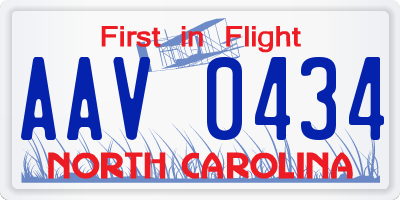 NC license plate AAV0434