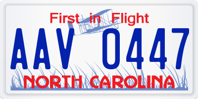 NC license plate AAV0447