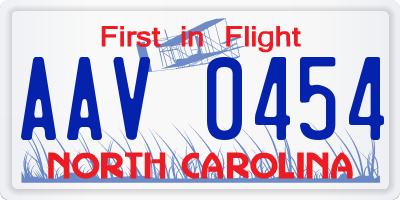 NC license plate AAV0454