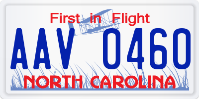 NC license plate AAV0460