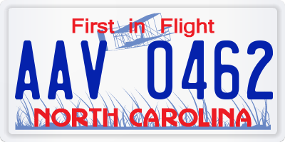 NC license plate AAV0462