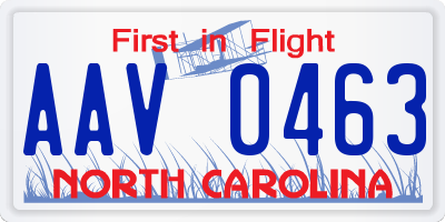 NC license plate AAV0463