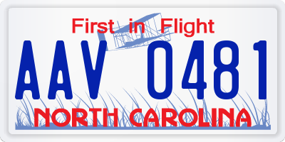 NC license plate AAV0481