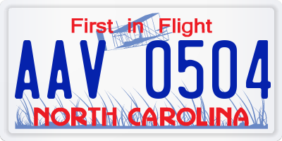 NC license plate AAV0504