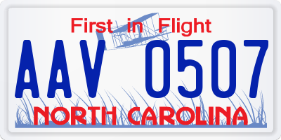NC license plate AAV0507