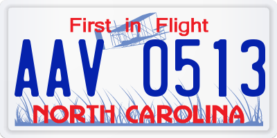 NC license plate AAV0513