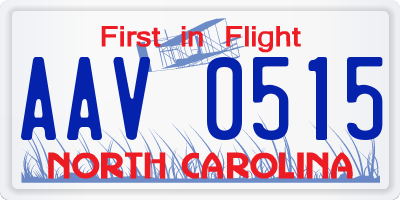 NC license plate AAV0515