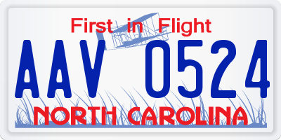NC license plate AAV0524