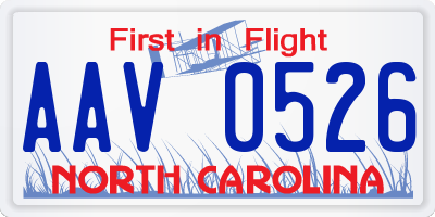 NC license plate AAV0526