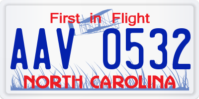 NC license plate AAV0532