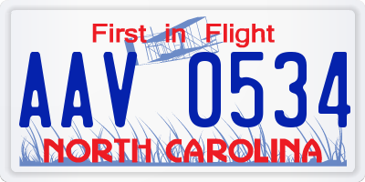 NC license plate AAV0534