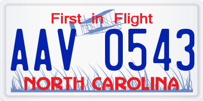 NC license plate AAV0543