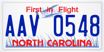 NC license plate AAV0548