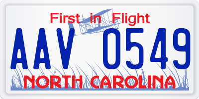 NC license plate AAV0549