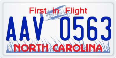 NC license plate AAV0563