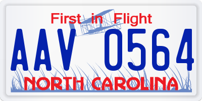 NC license plate AAV0564