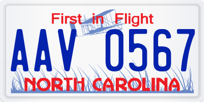 NC license plate AAV0567