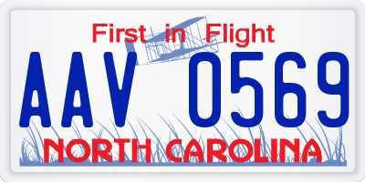 NC license plate AAV0569