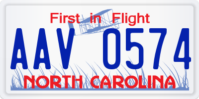 NC license plate AAV0574