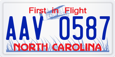 NC license plate AAV0587