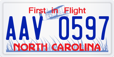 NC license plate AAV0597