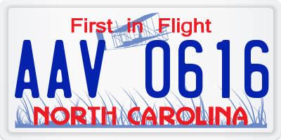 NC license plate AAV0616
