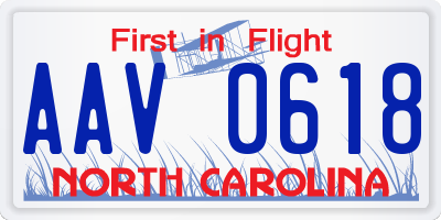 NC license plate AAV0618