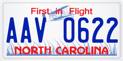 NC license plate AAV0622