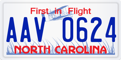 NC license plate AAV0624