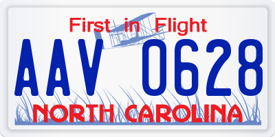NC license plate AAV0628
