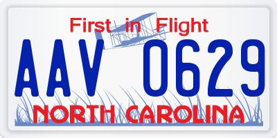 NC license plate AAV0629