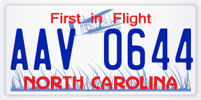 NC license plate AAV0644