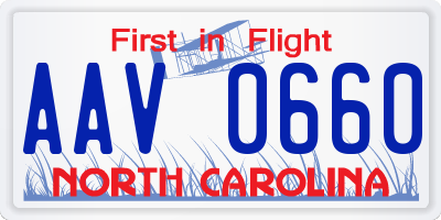 NC license plate AAV0660