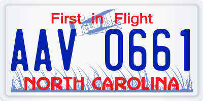 NC license plate AAV0661